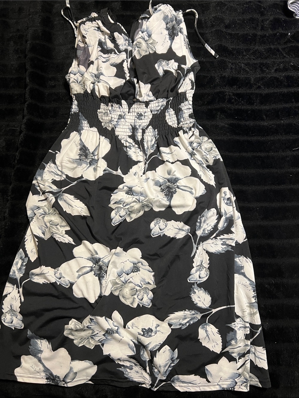 Jon & Anna Black Floral Smocked Midi Dress